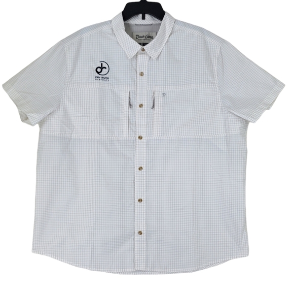 Duck Camp Lightweight Hunting Fishing Shirt Mens 2XL Ivory Gray Check Outdoor SS - Picture 1 of 13
